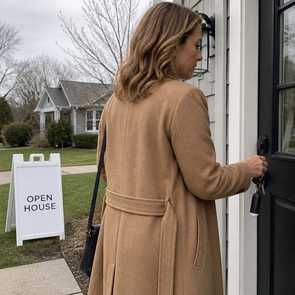 Agent unlocking a listing with Calder Link on her keys